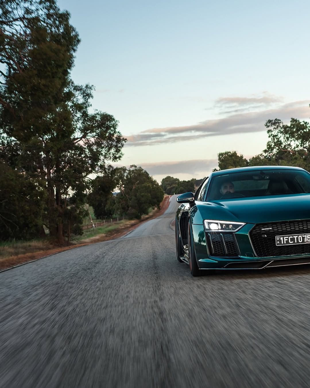 Japanese Racing Green Audi R8 wrapped by AutoWrap on a Perth hills road